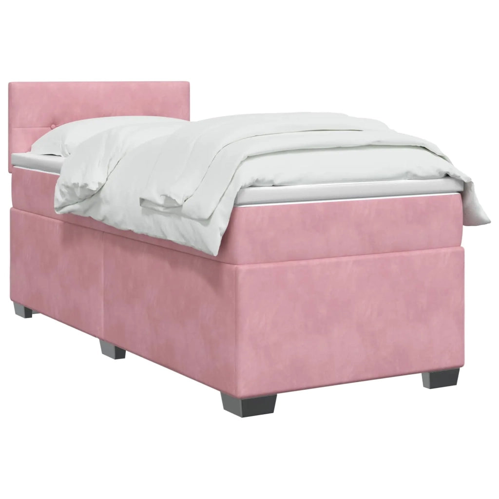 Letto con Box Spring, Materasso e LED Rosa 80 x 200 cm Velluto 3452071