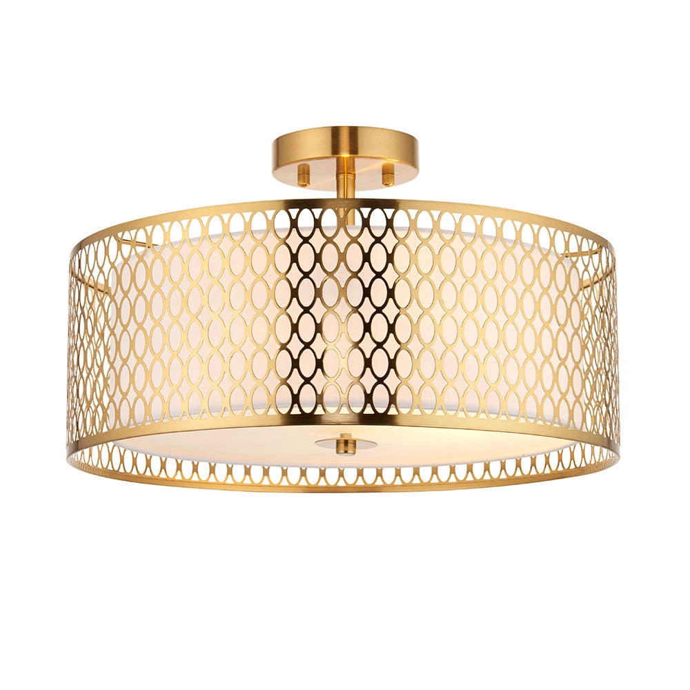 Plafoniera tonda Cordero Endon oro traforata 3xE27 dimmer