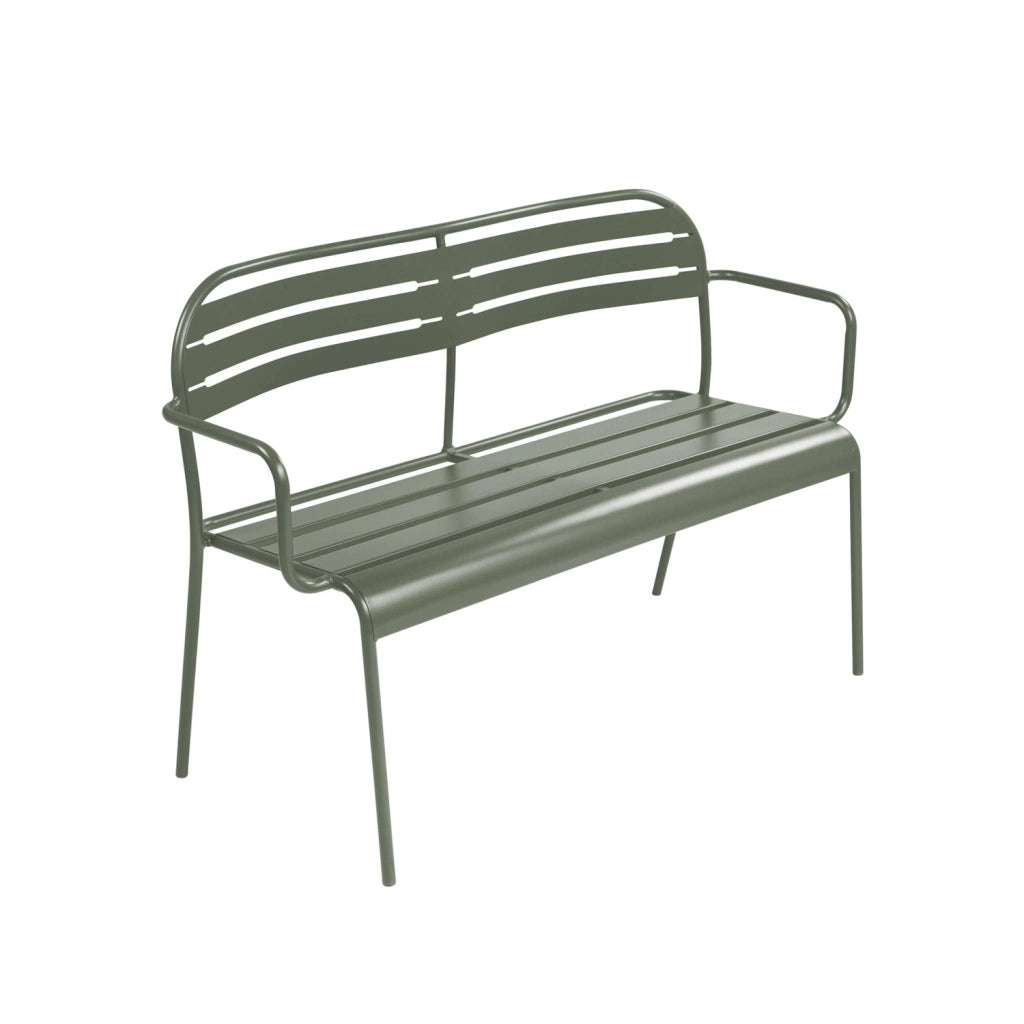 Panca da giardino in acciaio, 2 posti, verde kaki
