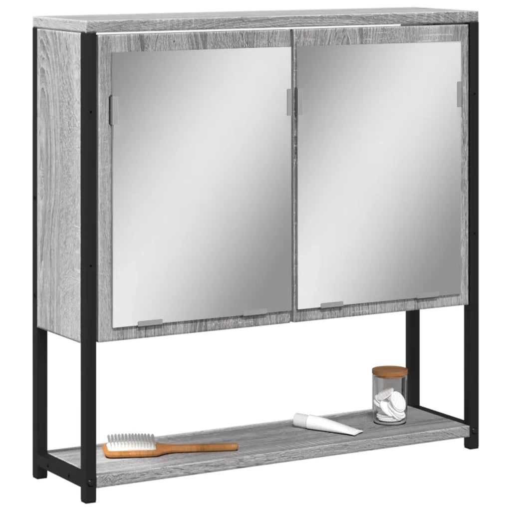 Mobile Specchio da Bagno-Armadietto a Specchio da Bagno Grigio Sonoma 60x16x60 cm Multistrato 653451