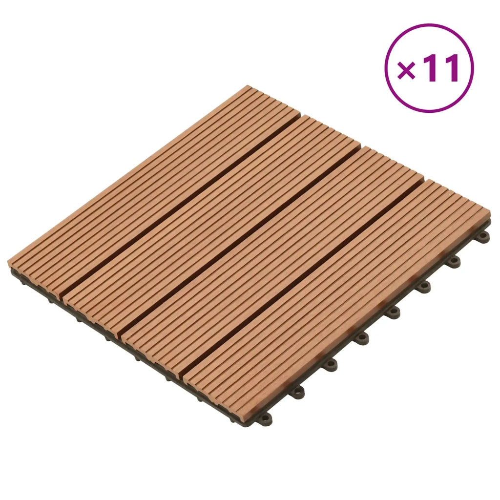 Piastrella per Decking 11 pcs Marrone 30 x 30 cm WPC 42046658