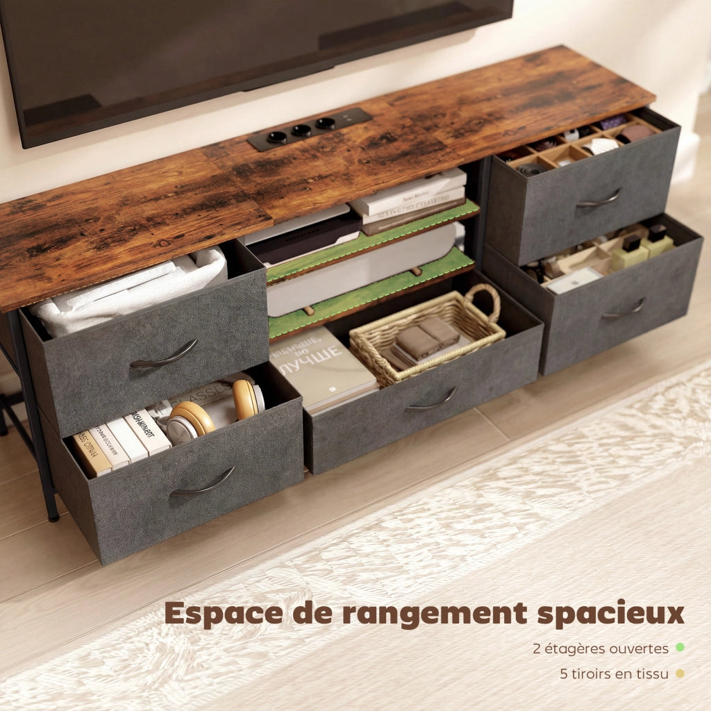 Mobile TV con cassetti e ripiani ¨C Minimal ¨C marrone 140x30x50 cm