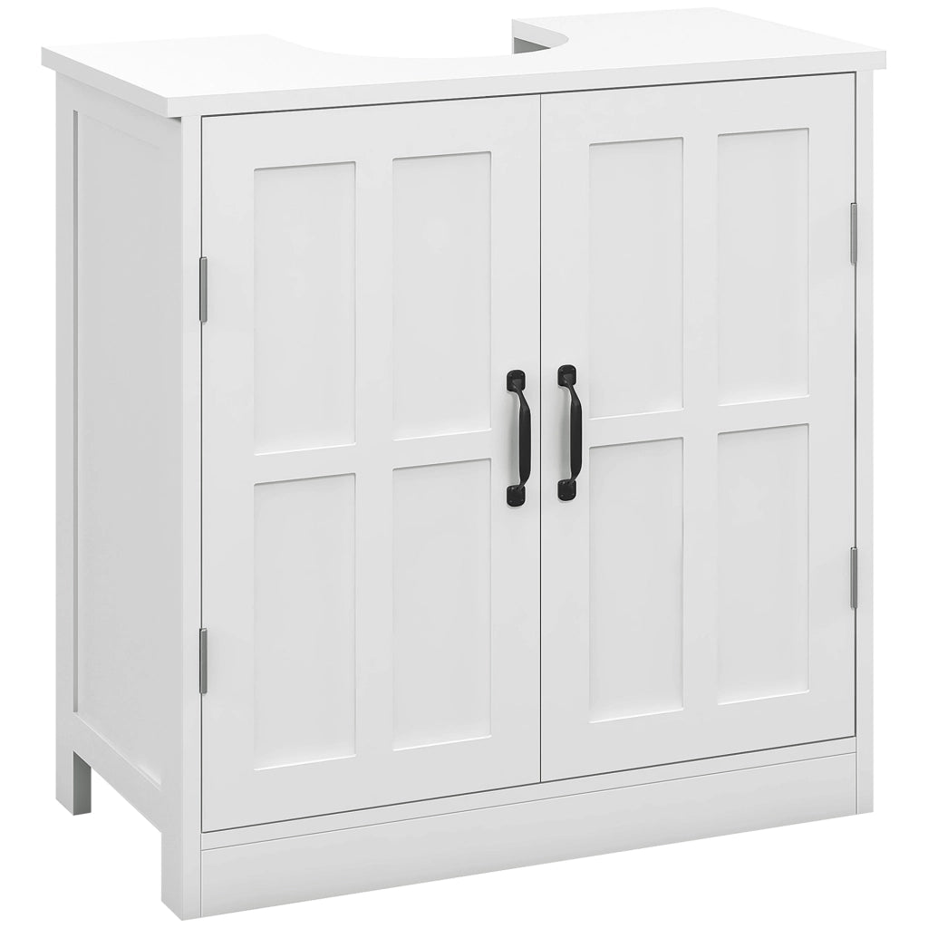 Mobile Sottolavabo con 2 Ante e Scaffale Regolabile ¨C zephmum ¨C Bianco