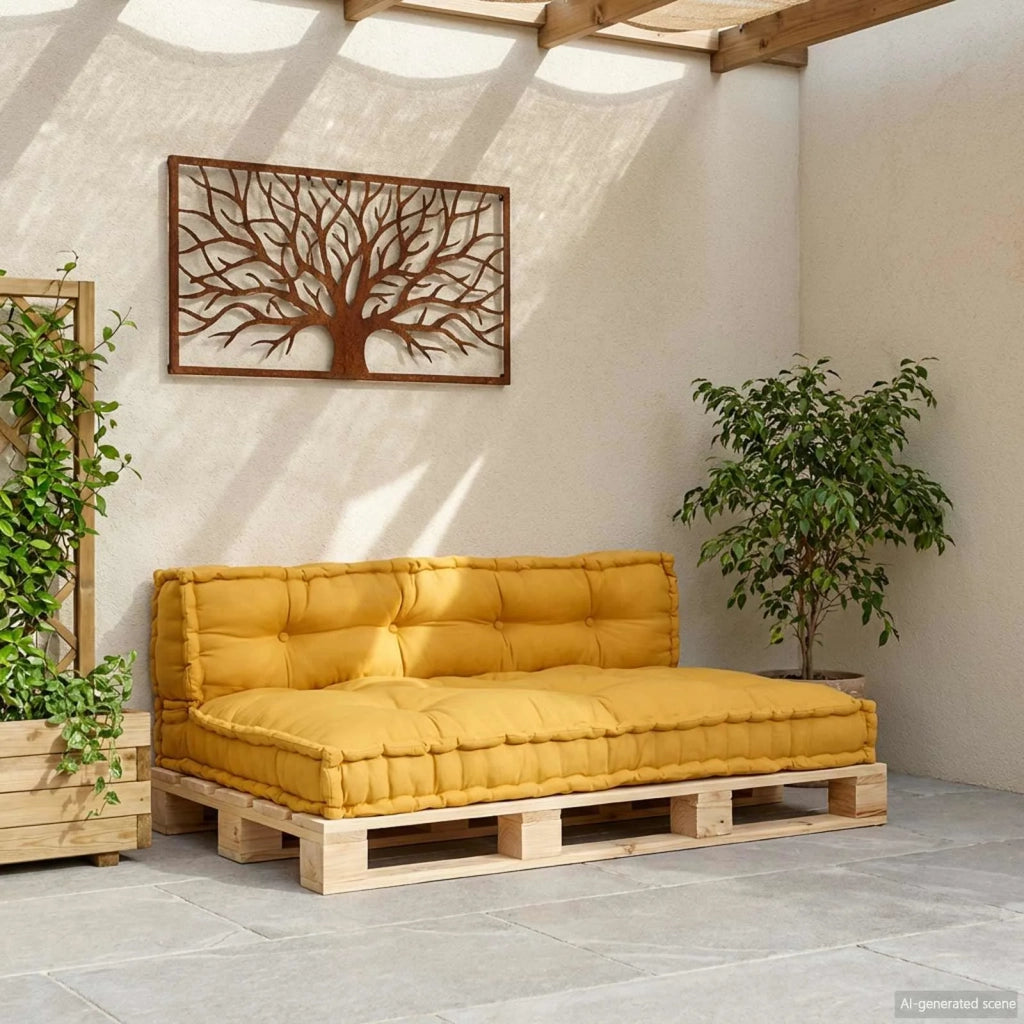 Cuscino per Divano Pallet 2 pcs Giallo 120 x 80 x 38 cm Tessuto 4019093