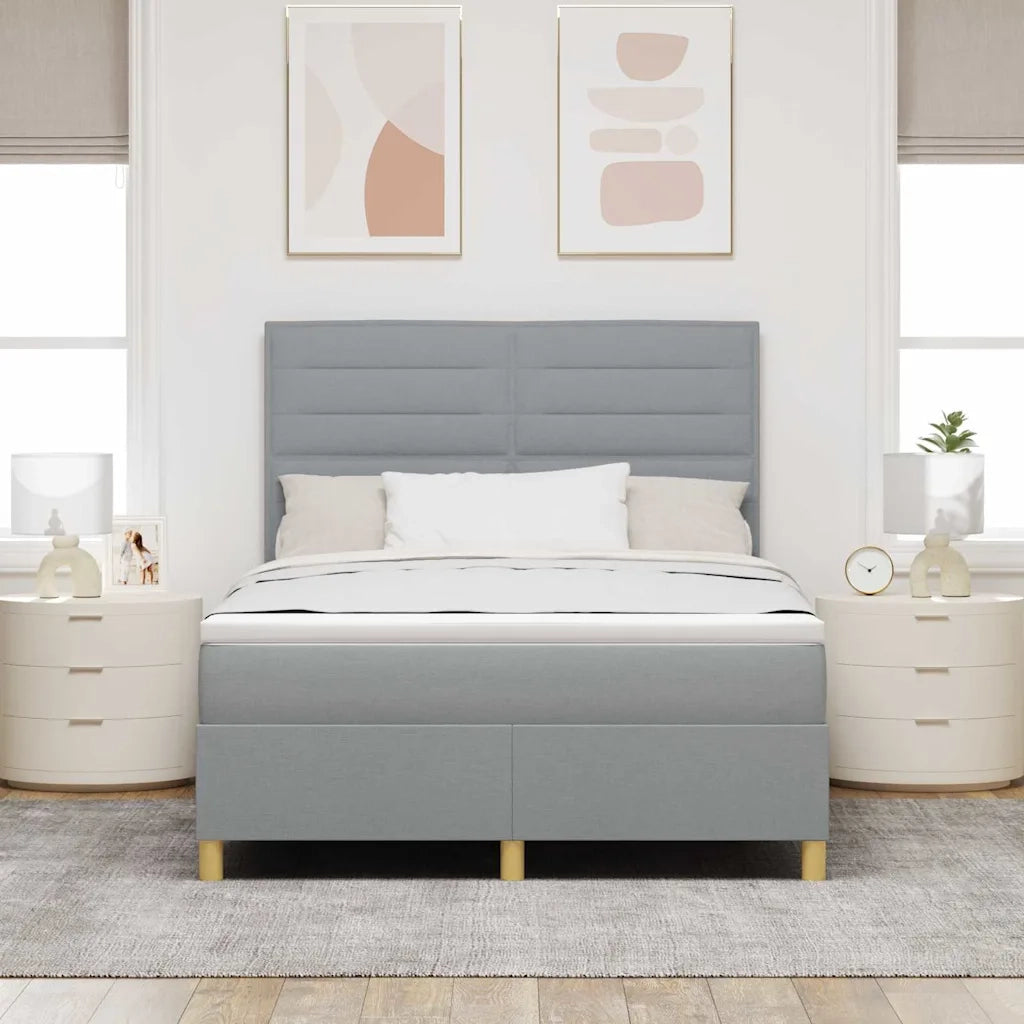 Letto a Sorgente LED Grigio chiaro 140 x 190 cm Tessuto
