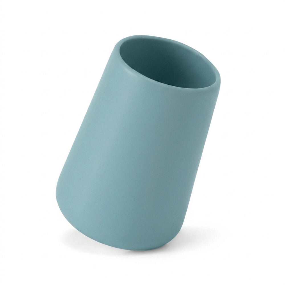 Set accessori bagno con dispenser e portaspazzolini turchese e cromo design tondo Sidney