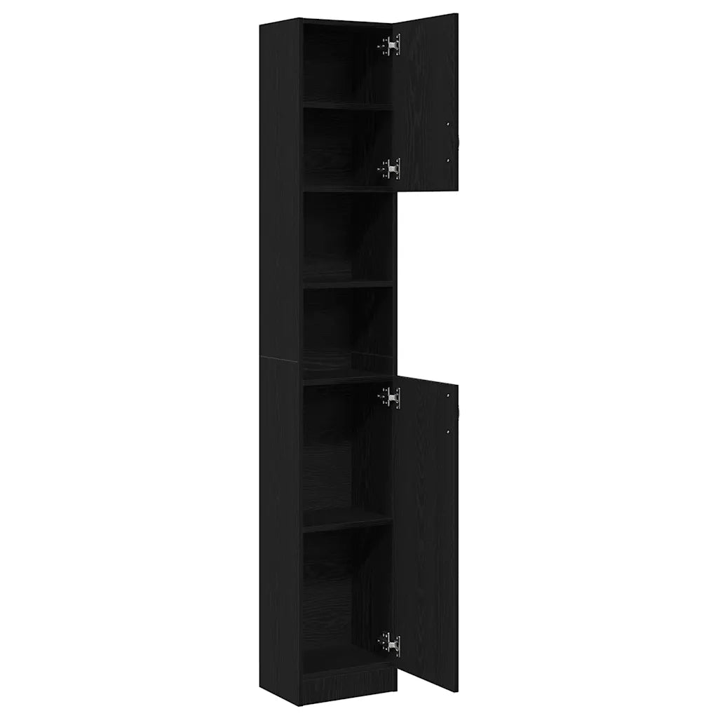 Mobile da Bagno | Armadio da bagno Rovere Nero 32x25,5x190 cm in Legno Multistrato