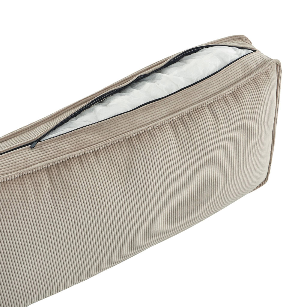 Divano angolare sinistro in velluto a coste, 3 posti, beige