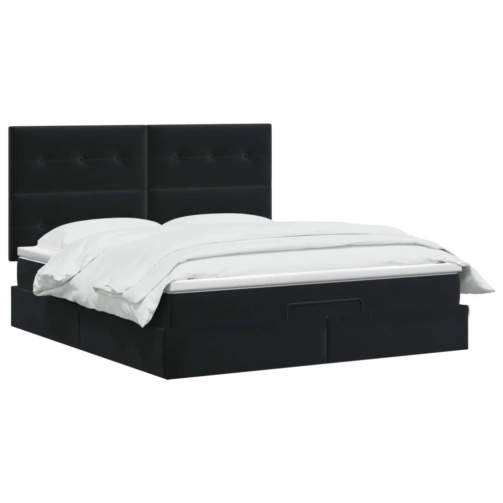 Letto Ottomano con Materasso e LED Nero 140 x 190 cm Velluto 3458303