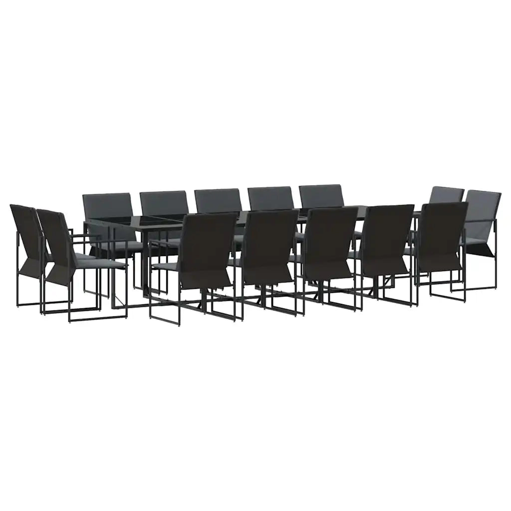 Set da Pranzo per Giardino 15 pcs Nero Acciaio 3335871