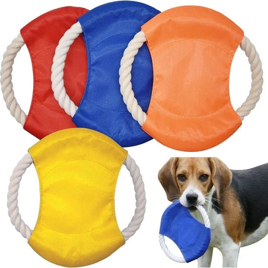 Frisbee per cani, 4 pezzi frisbee per cani, cotone naturale, disco volante per cani, colorato, resistente ai morsi non tossico, frisbee per cani per addestramento, lancio, cattura, gioco (colore casuale)