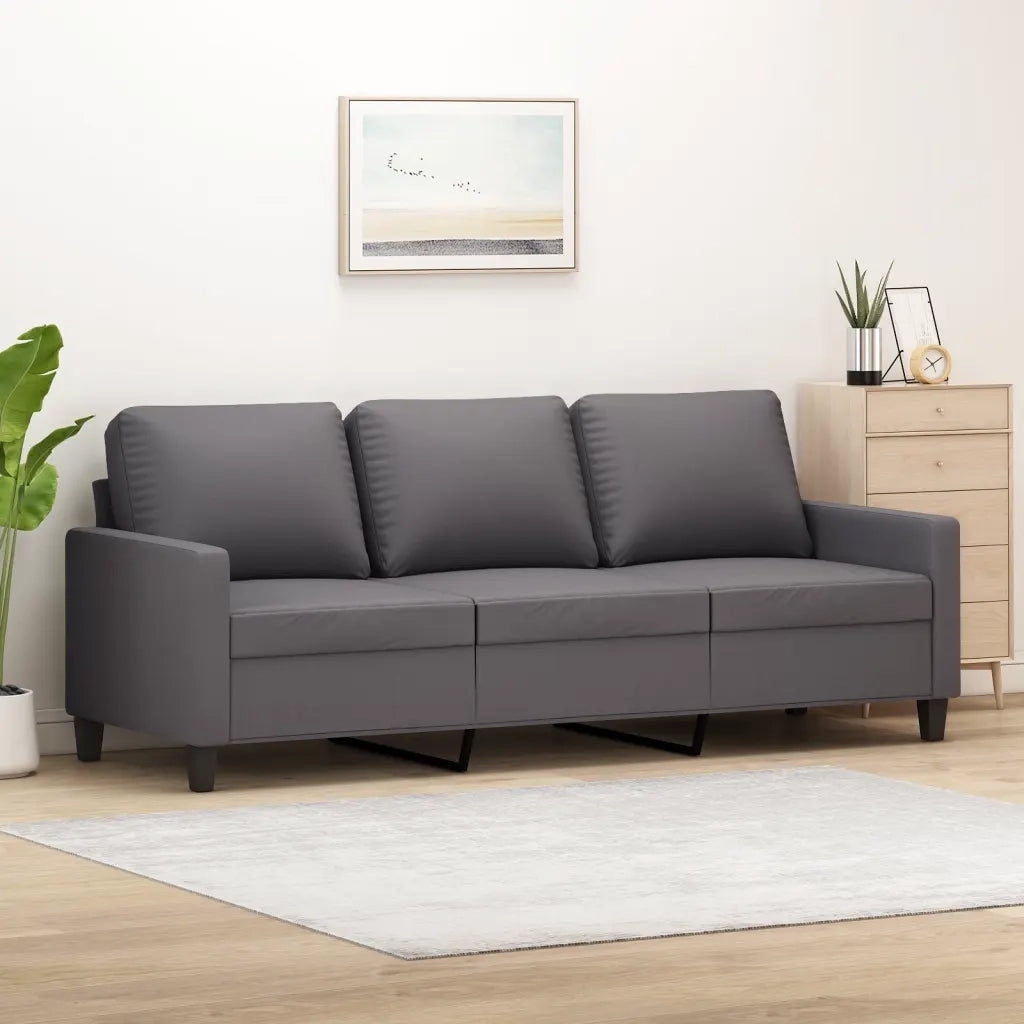 Divano a 3 Posti-Sofa 3 Posti Grigio 180 cm in Similpelle 427872