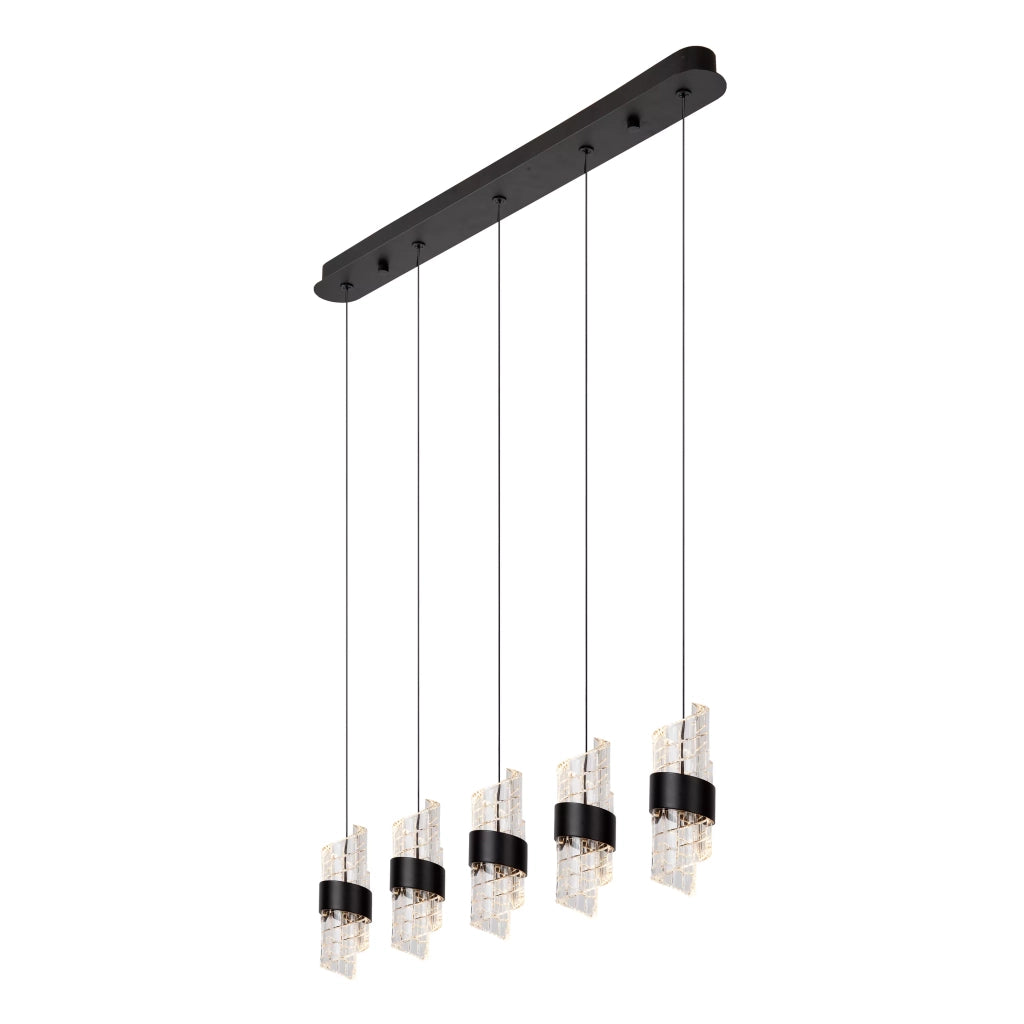 Sospensione LED in vetro nera Kligande 3 luci 7W Lucide