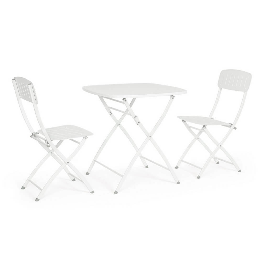 Set da 3 pezzi tavolo e sedie pieghevoli da giardino in acciaio - VIBRANT