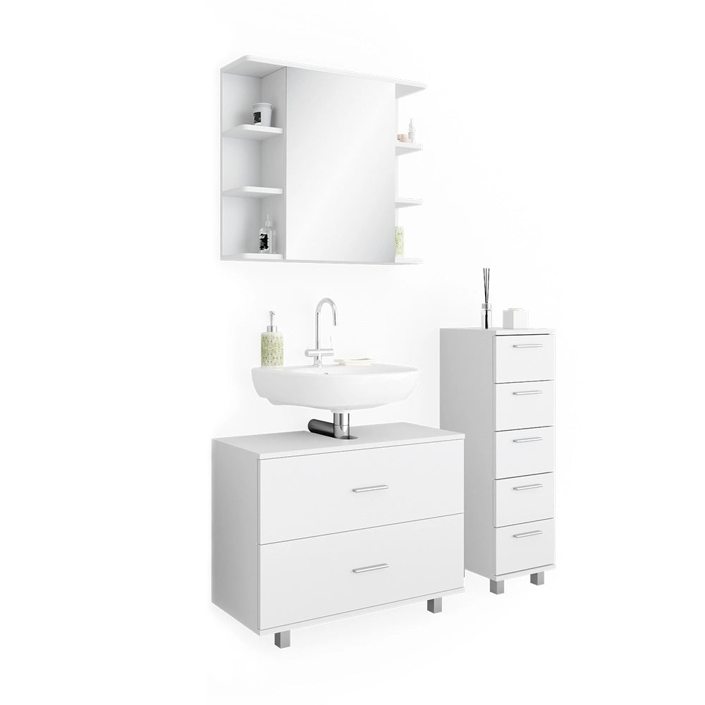 Vicco Set mobili bagno Bianco 3 parti, con mobile midi