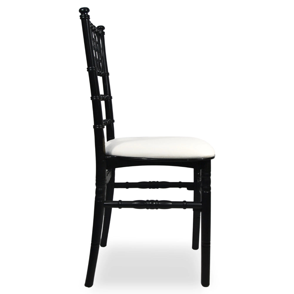 Set da 20 Sedie Chiavarine Plastica nere con cuscino similpelle bianco