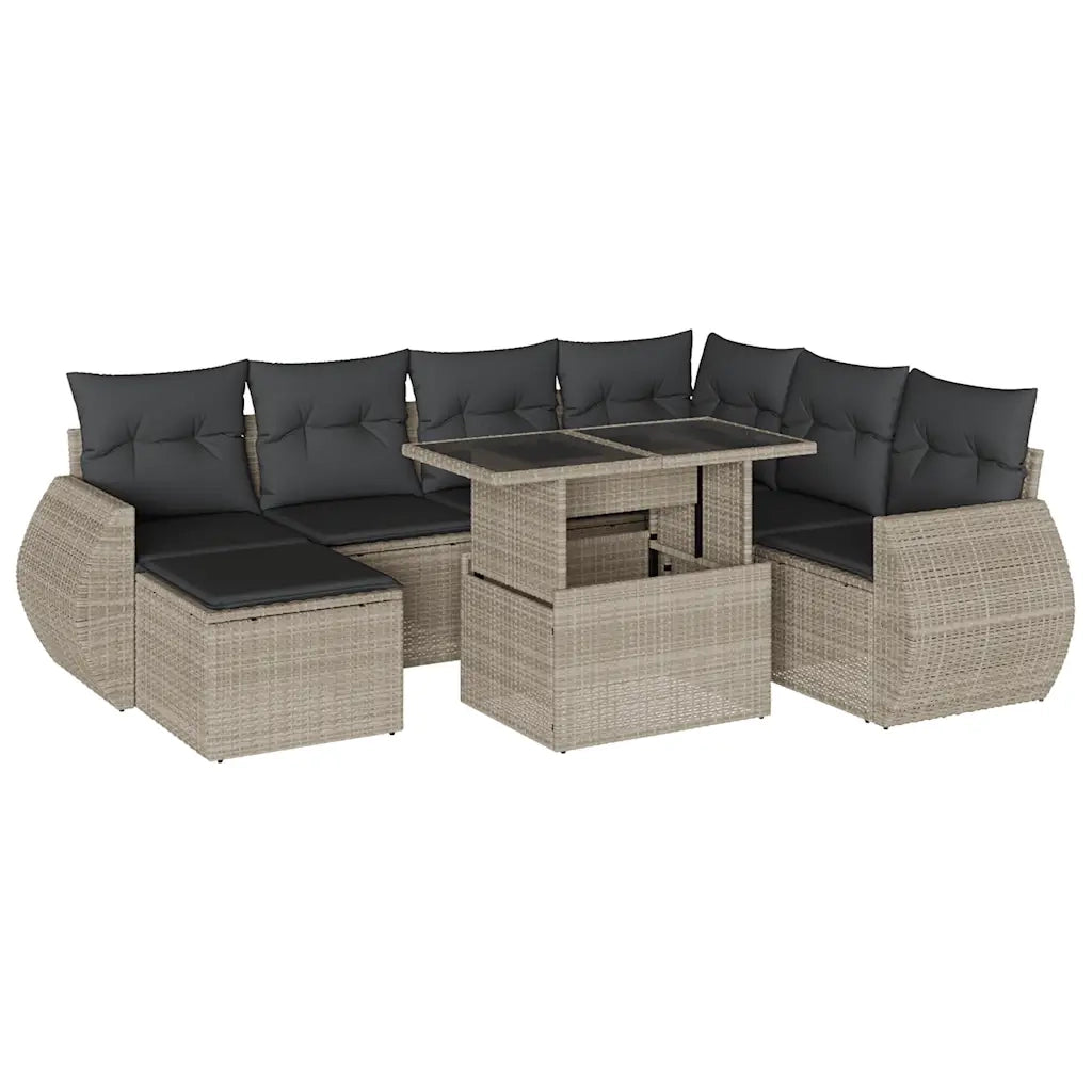 Set Divano da Giardino 8pz con Cuscini Grigio Chiaro Polyrattan 3268702