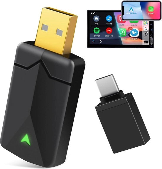 Adattatore 2-in-1 wireless per Carplay - Converte Android Auto/Carplay in wireless - Tipo-C/USB - Plug & Play - Mini - Supporta iOS 10+ e Android 11+
