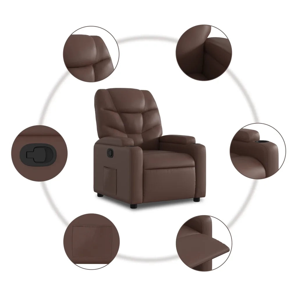 Poltrona | Sedia Relax Reclinabile Marrone in Similpelle