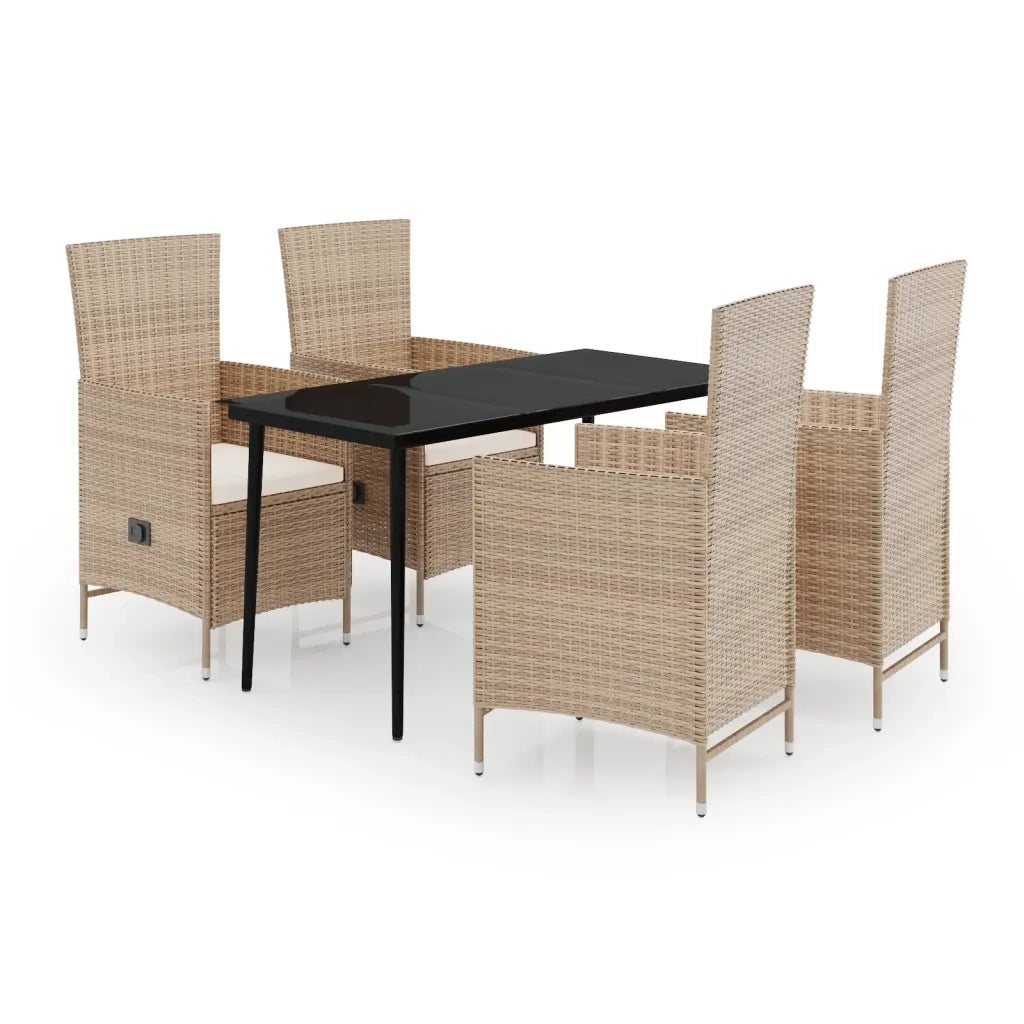 Set da Pranzo da Giardino 5 pz con Cuscini Beige 3099457