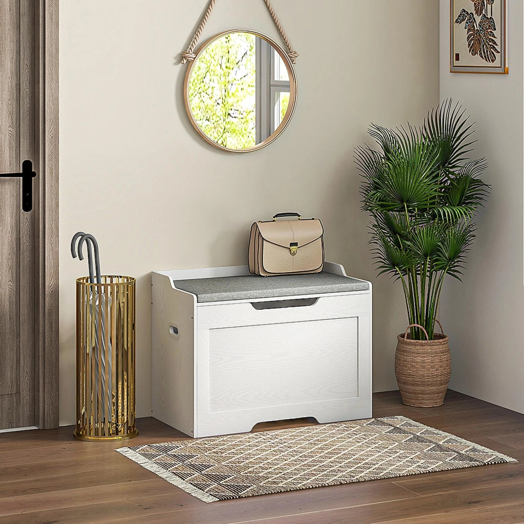 Cassettiera con sedile e cuscino ¨C Minimal ¨C 103 litri, bianco