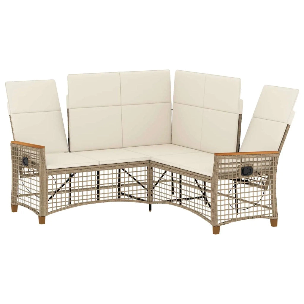 Set di Divani Recliner da Giardino Beige e Bianco Crema 42026826