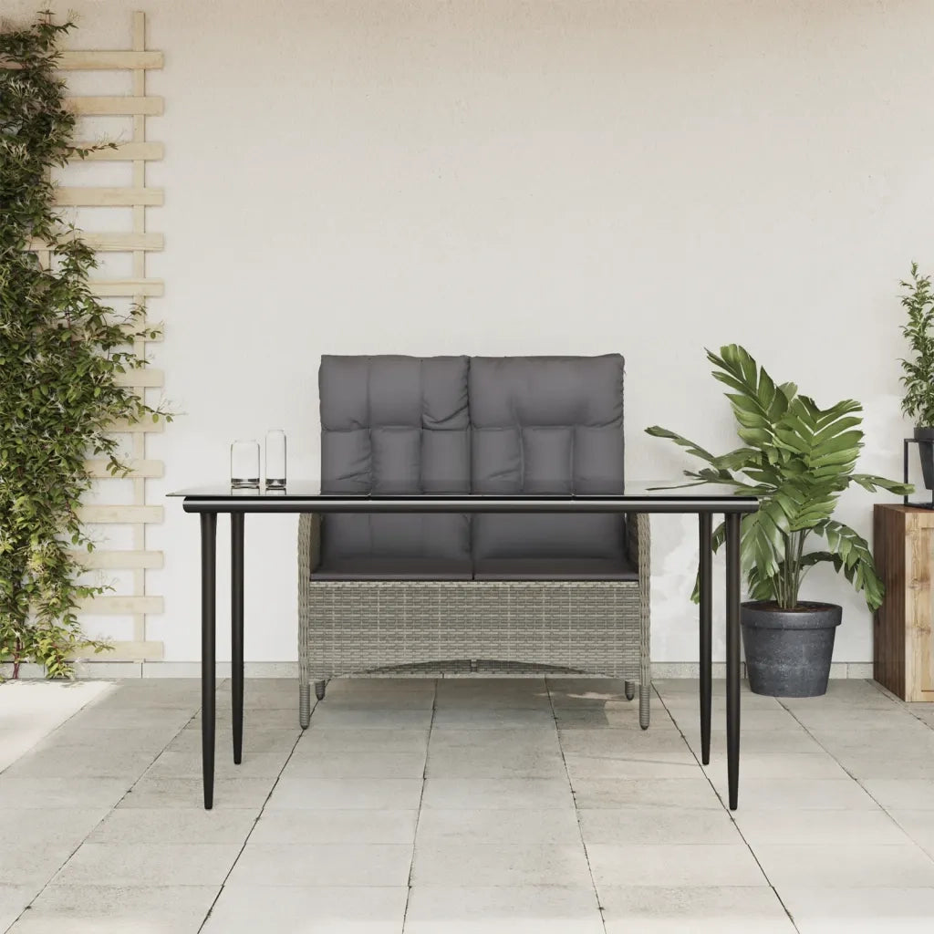 Set da Pranzo da Giardino 2 pz con Cuscini in Polyrattan Grigio 3203501