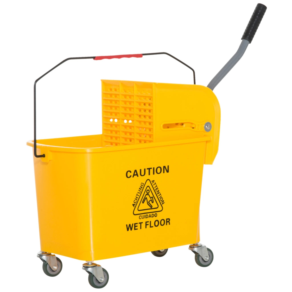 Secchio Lavapavimenti 20 L con Ruote e Scolapiatti ¨C Minimal ¨C Giallo 60x27x70,5 cm