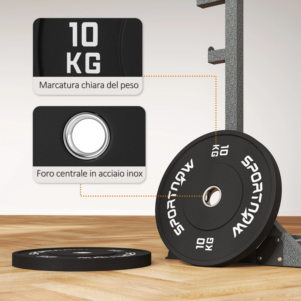 Dischi Pesi 10kg Gomma ¨C Minimal ¨C Nero 2''