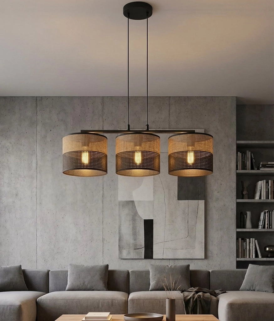 Lampada sospesa KARBON 3xE27 nera marrone Emibig