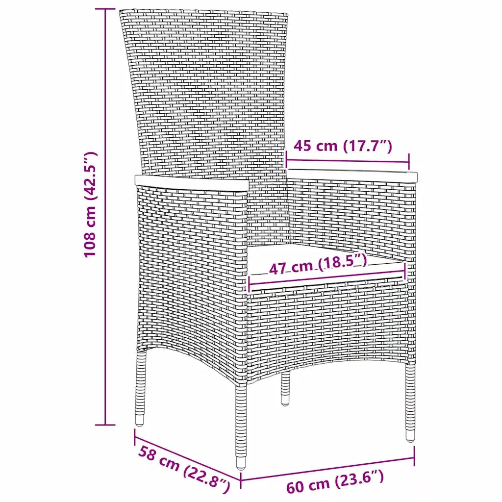 Set da Pranzo per Giardino con cuscino 9 pcs Grigio 3379435