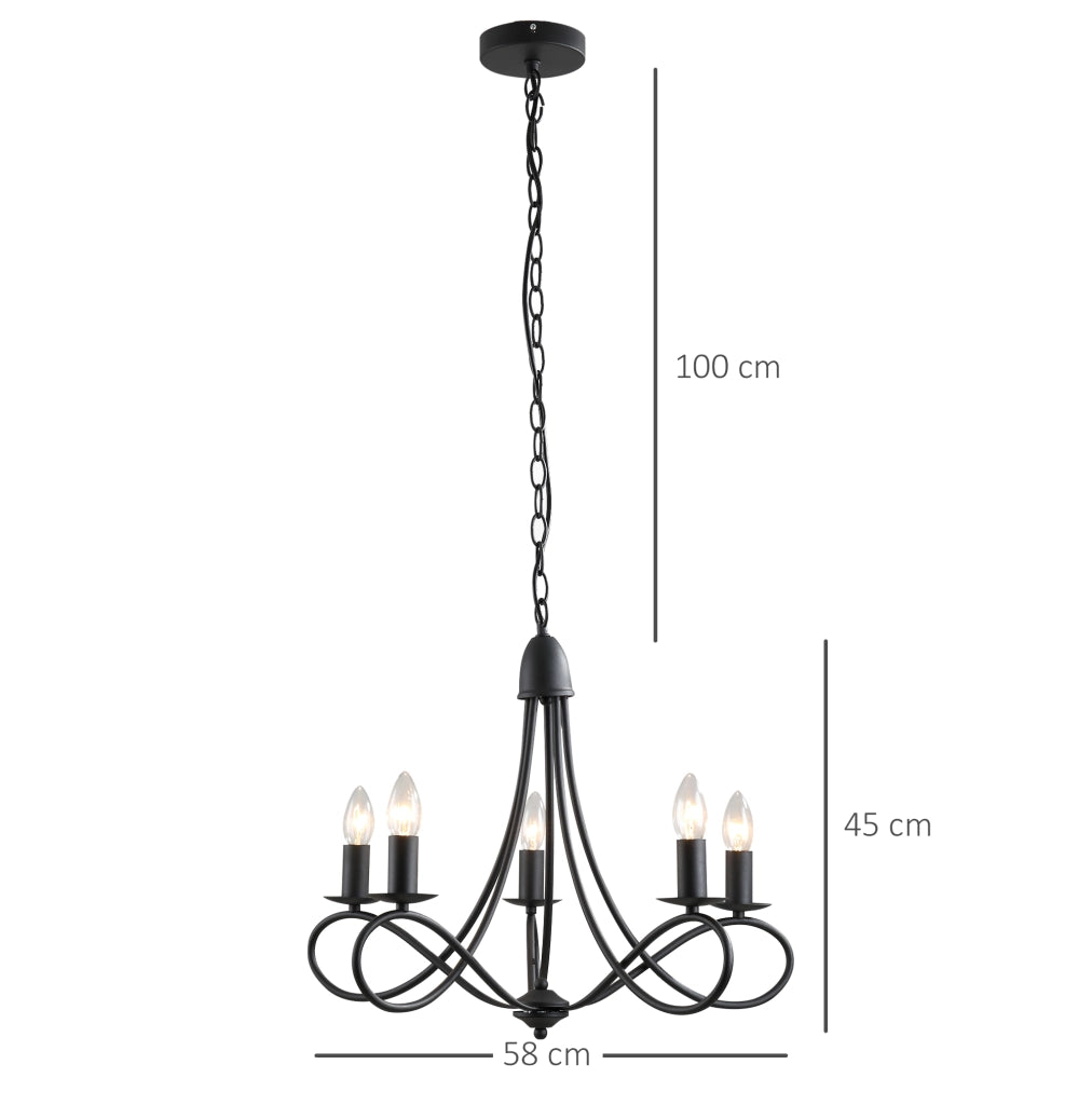 Lampadario Soffitto Rustico ¨C Minimal ¨C Nero 58x45 cm