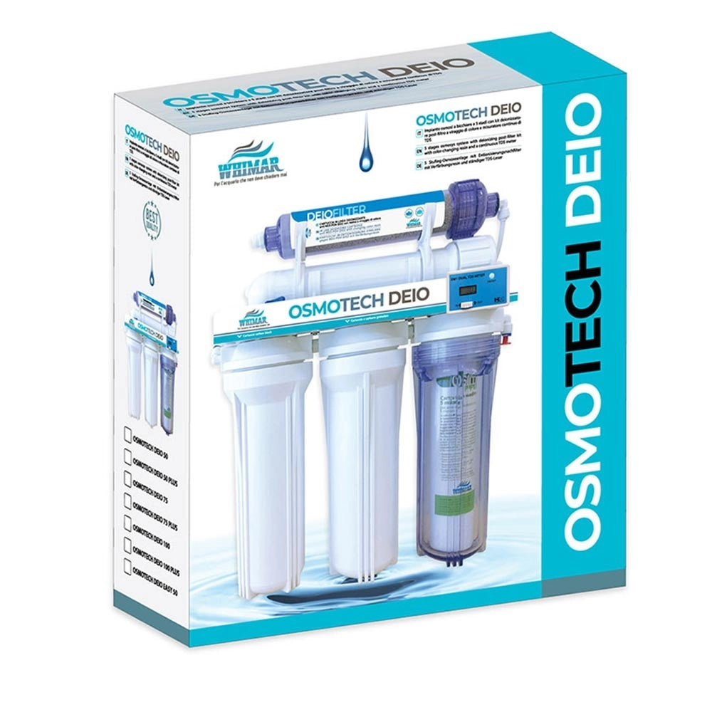 Whimar OsmoTech Deio Plus 50GPD 190 L/g - Impianto 5 stadi con membrana Pentair, flush-valve, post-filtro deionizzante e TDS