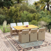 Set da Pranzo da Giardino 7 pz con Cuscini in Polyrattan Beige 3095554