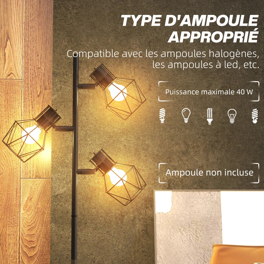 Lampada da terra a 3 luci ¨C Minimal ¨C nero 41x28x169 cm