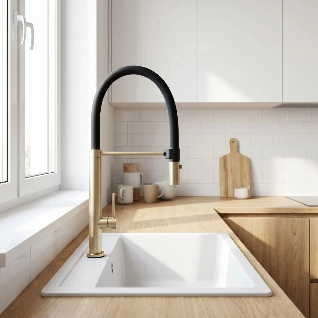 Rubinetto Da Cucina Rea Viera Gold Brush