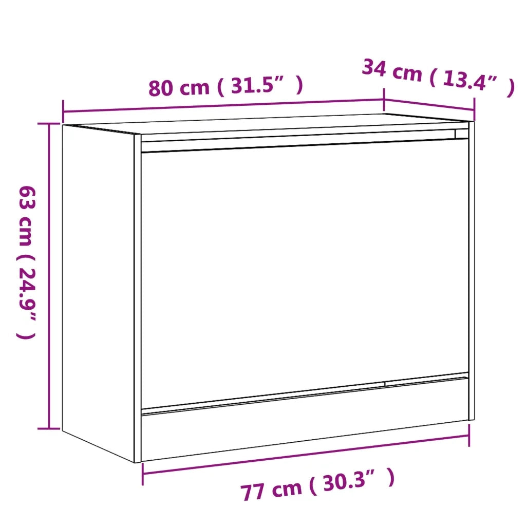Scarpiera Rovere Sonoma 80x34x63 cm in Legno Multistrato 839961