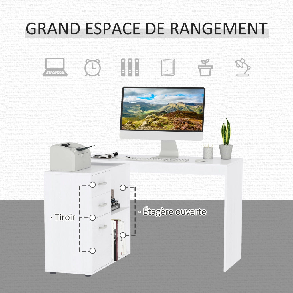 Scrivania angolare con cassetti e ripiani ¨C zephmum ¨C MDF bianco