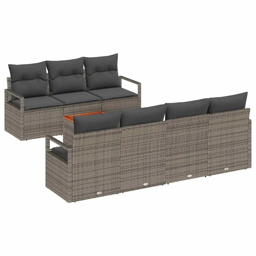 Set Divano da Giardino 8 pcs Grigio polyrattan