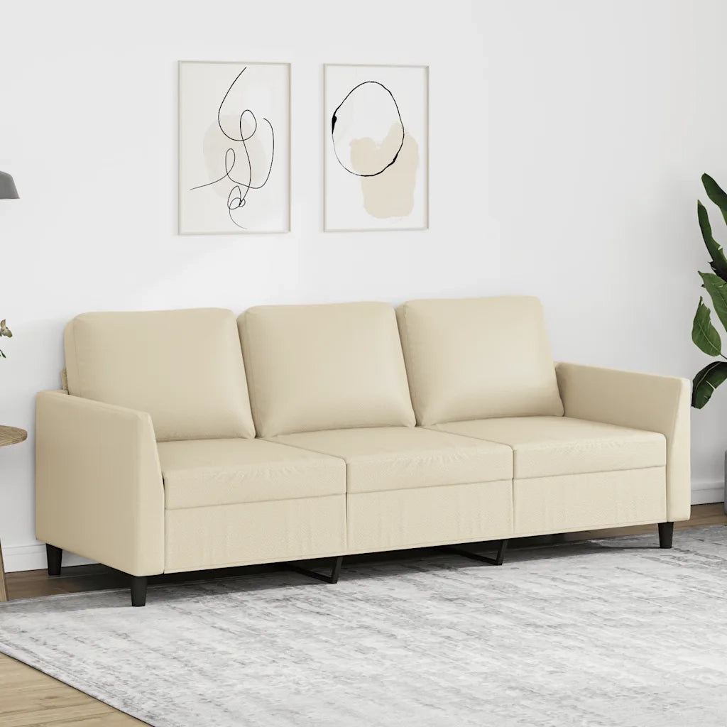 Divano a 3 Posti-Sofa 3 Posti Crema 180 cm in Similpelle 844189