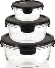 Set di 12 contenitori in vetro con coperchio, set da 3
