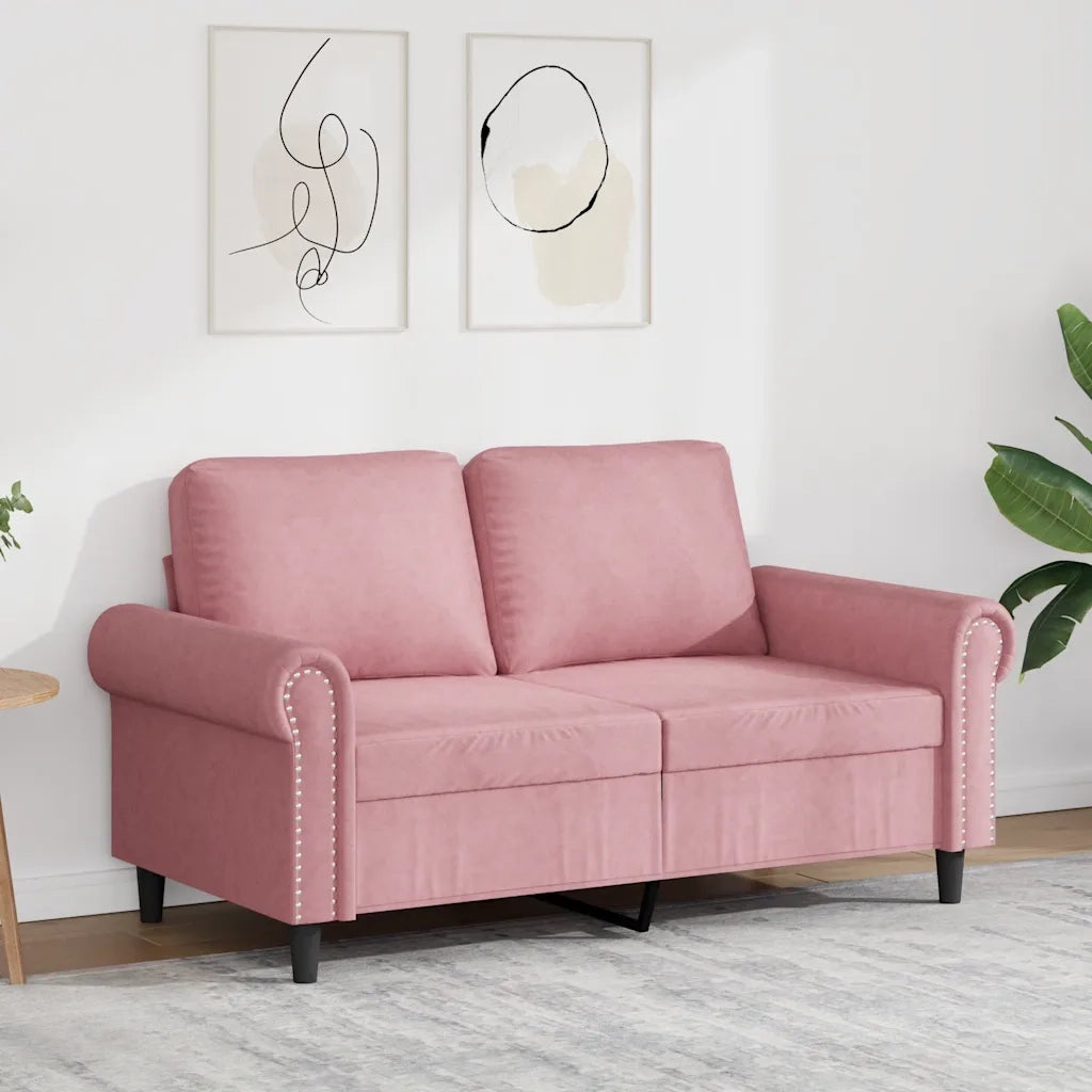 Divano a 2 Posti-Sofa 2 Posti Rosa 120 cm in Velluto 432169