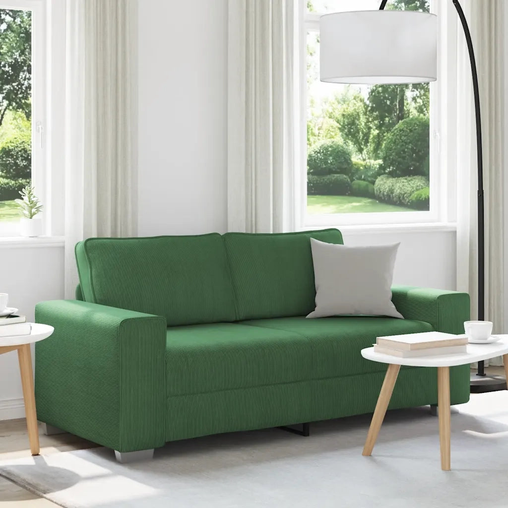 Divano Divanetto Verde Scuro 180x77x82cm Tessuto di Velluto a Coste 4105204