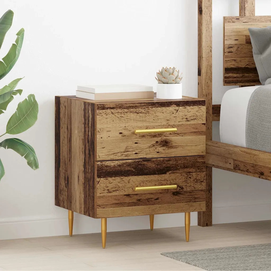 Set di 2 Comodini | Armadio da Notte | Mobiletto da notte Legno vecchio 40 x 35 x 47,5 cm