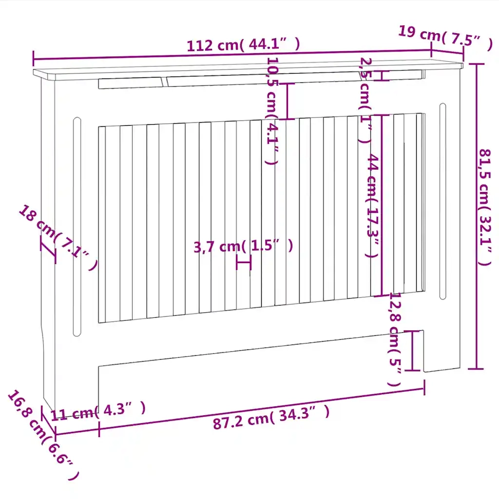 Copertura per Radiatore 112x19x81,5 cm in Legno Multistrato CFW5534583