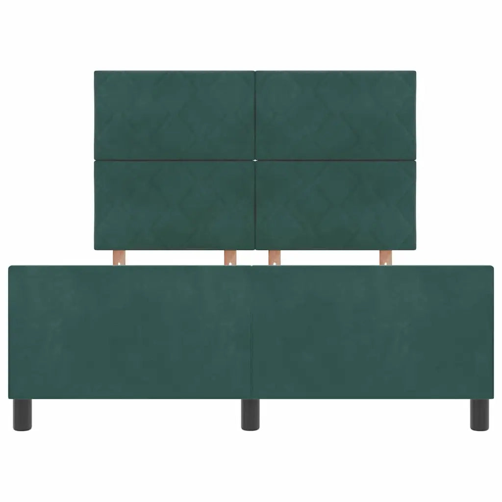 Letto a molle con testiera Verde Scuro 140 x 200 cm Velluto 3345014