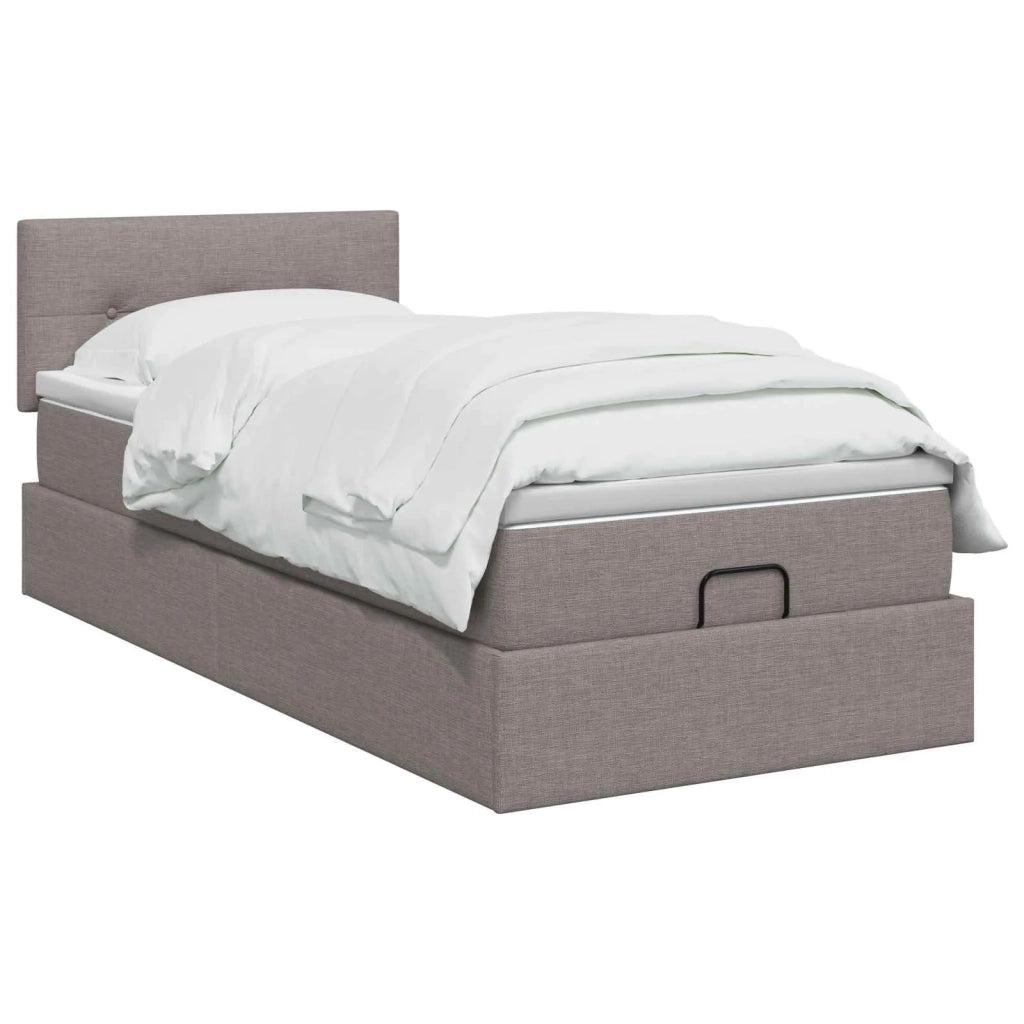 Letto ottomano con materasso Tortora 90 x 190 cm Tessuto 3456292