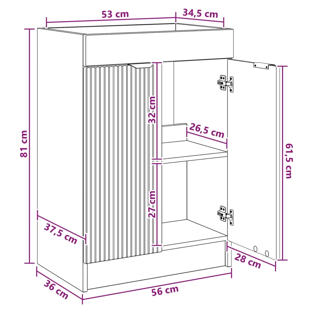 Mobiletto da bagno sotto il lavello Nero 56 x 37,5 x 81 cm 890095