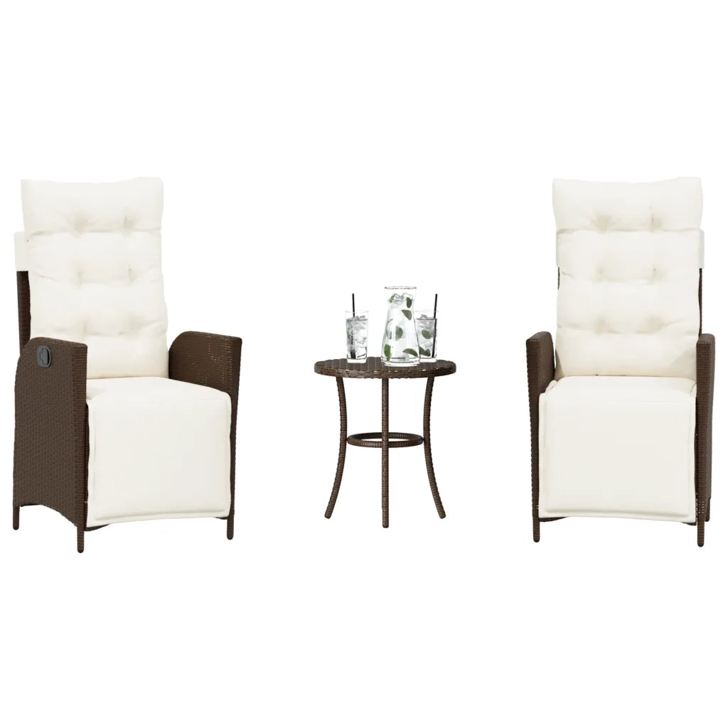Set Bistrò 3 pz con Cuscini Marrone in Polyrattan 365298