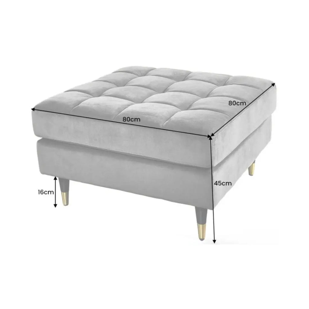 Pouf KOLIRI grigio – design quadrato in velluto